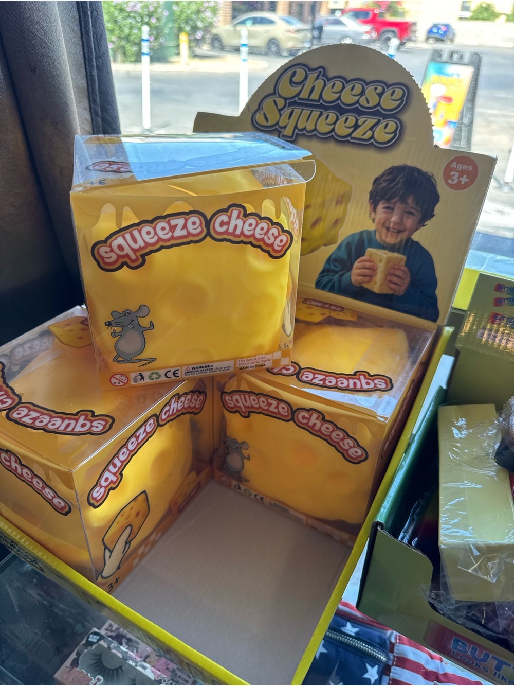 LARGE Squeeze Cheese Toy Cube - Bright Yellow Play Cheese